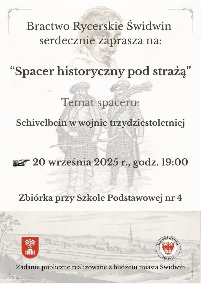 20.09.2025r. godz. 19.00 – Spacer z Bractwem Rycerskim