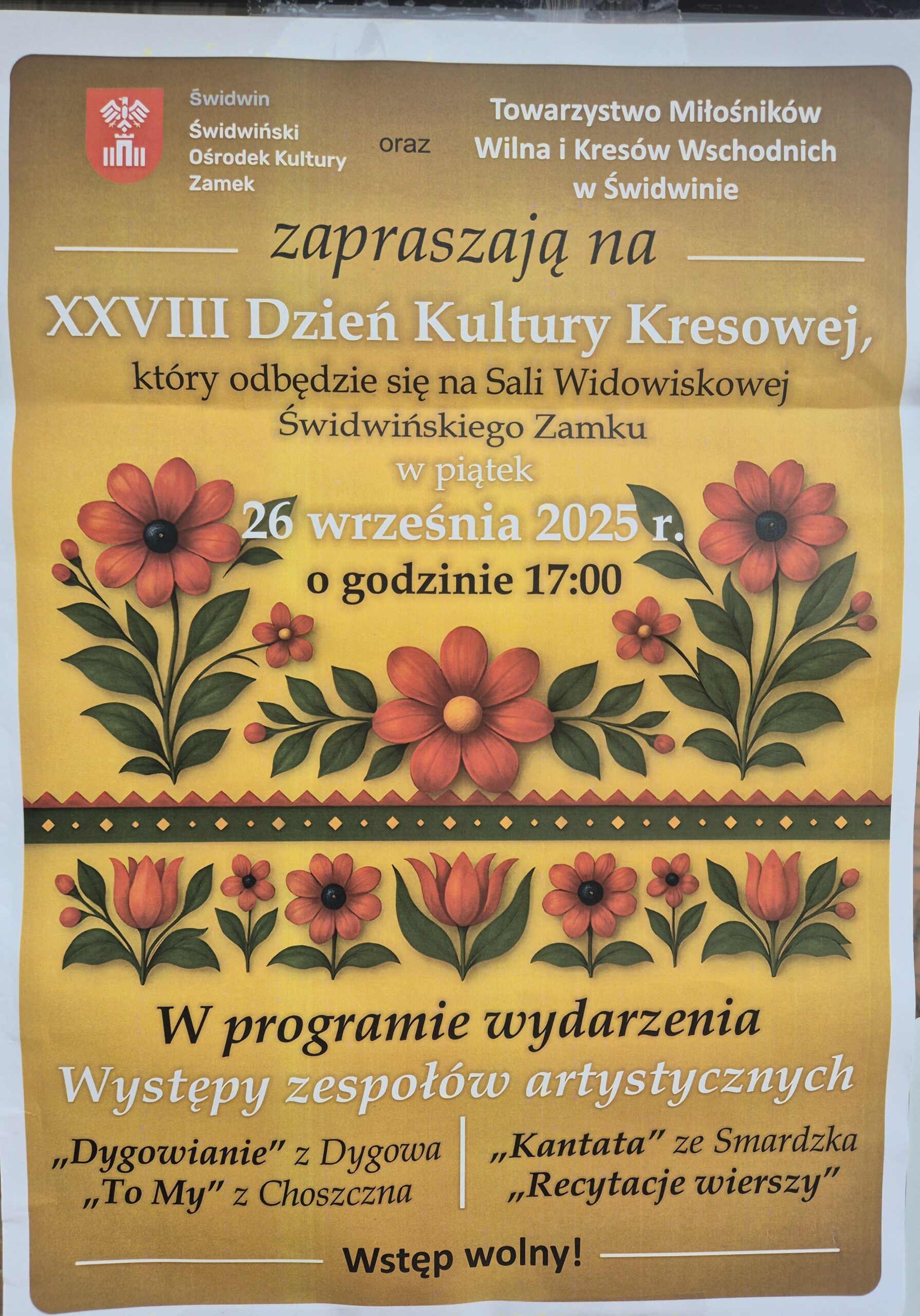 26.09.2025r. godz. 17.00 – XXVIII Dzień Kultury Kresowej